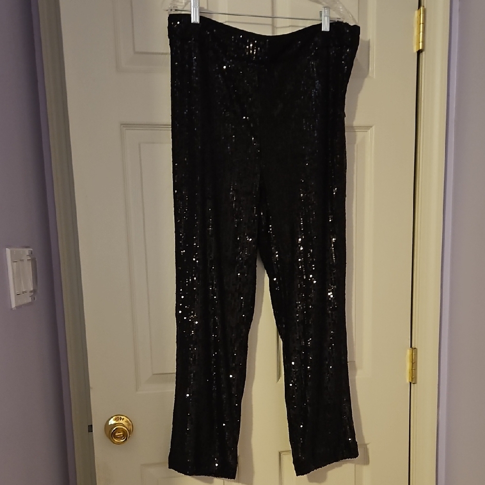LOFT Shimmering Black Straight Leg Pants